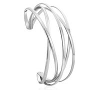 TTPSRY Bracciale Donna Aperto Polsino Bracciale Placcato Semplice Aperto Braccialetto Oro Spirale Bracciali Polso Braccialetto Twist Bracciale Rigido Regolabile Gioielli Compleanno Natale (Argento)