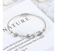 TTPSRY Bracciale Donna Elegante con Ciondoli Occhio di Allah Acciaio Inossidabile Stile Pandora Regalo Compleanno per Donna(Argento)