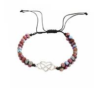 TTPSRY Bracciale Donna Infinito Cuore Regolabile Braccialetto con Perline Naturali Gioielli Artigianali Amicizia Bracciale Portafortuna Accessori Moda