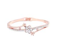 TTPSRY Bracciale Rigido Fiore Cristallo Incastonato Elegante Gioiello Donna Cerimonia Matrimonio Accessorio Brillante