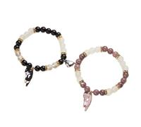 TTPSRY Braccialetti Di Coppia Con Ciondolo A Forma Di Gatto Set Di 2 Pezzi Pietre Naturali Bracciali Elastici Per Lui E Per Lei Gioielli Personalizzati