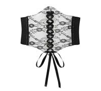 TTPSRY Cintura Donna Cintura Elastica in Pizzo e Seta Cinture Elastica Cintura Corsetto Ideale per Le Cene e per l'Abbigliamento Quotidiano(Nero)