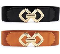 TTPSRY Cintura Elastica Donna Geometrica Fibbia Rombo Dorata Accessorio Vita Alta Elegante Decorativa Abbigliamento Femminile