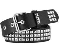 TTPSRY Cintura Larga Punk Decorata Borchie Piramidali Metallici Fibbia Robusta Accessorio moda Rock 3.8cm Larghezza 110cm Lunghezza