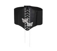 TTPSRY Cintura Obi Donna Larga Catena a Farfalla Rivetti in Pelle PU Corsetto Pirata Elastica Fusciacca Eleganti Moda Casual D'Epoca per Abiti da Festa Corsetto（#1）