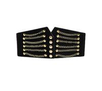 TTPSRY Cintura Obi Donna Larga Catena a Farfalla Rivetti in Pelle PU Corsetto Pirata Elastica Fusciacca Eleganti Moda Casual D'Epoca per Abiti da Festa Corsetto（#2）
