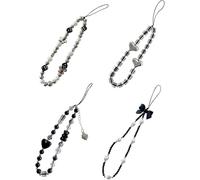TTPSRY Cinturino Cellulare Elegante Cordino Smartphone Ciondolo Perla Cristallo Cuore Fiocco Decorativo Accessorio Telefono Portabile