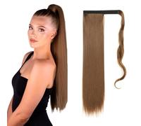 TTPSRY Coda Cavallo Liscia Lunga 60cm Estensione Capelli Sintetici Clip Parrucchino Naturale Elegante
