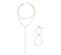 TTPSRY Collana Lunga Catena y Sfere Brillanti Bracciale Abbinato Gioielli Donna Eleganti Stile Minimalista