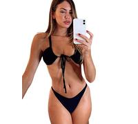 TTPSRY Costume Donna Due Pezzi Bikini Set Triangolo Allacciatura Frontale Costumi Mare Vita Bassa Bikiniset Elegante Modellante Senza Segno Abbronzatura Costume Contenitivo