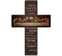 TTPSRY Crocifisso Decorativo Ultima Cena Legno Rustico Ornamento Religioso Parete Scrittura Biblica Artigianale Decorazione Casa
