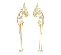TTPSRY Donna Polsini Orecchie Elfo Ear Cuff Ali D'Angelo e Foglia Fatina Orecchini Avvolgenti Fiore e Cristallo Orecchini Clip per Halloween Costume Cosplay Matrimonio