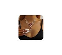 TTPSRY Donna Strass Collana e Orecchini Set Fiore Cristalli Ciondolo Collana Orecchini Pendenti Set per Uso Quotidiano e Occasioni Festive Gioielli (Rosso)