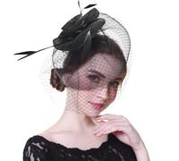 TTPSRY Fascinator Cappello Donna Cappello da Cerimonia Nuziale da Donna con Fiore Piuma e Velo Cappello Fascia per Capelli Clip per Capelli per Cocktail di Nozze