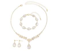 TTPSRY Goccia Cristallo Brillante Collana Bracciale Orecchini Gioielli Donna Cerimonia Matrimonio Elegante Lusso