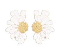 TTPSRY Ohrringe für Damen Blume Tropfen Ohrringe Boho Ohrringe Statement Quaste Blumen Ohrstecker Hypoallergene Modeschmuck Earrings （Weiß）