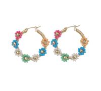 TTPSRY Orecchini Cerchio Fiori Perline Colorate Artigianali Bohemien Gioielli Donna Eleganti Accessori Etnici