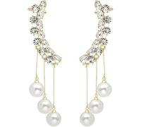 TTPSRY Orecchini Donna Ear Cuff con Perle Pendenti Cristalli Gioielli Eleganti a Clip Orecchini Lunghi Accessori Moda Idea Regalo