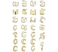 TTPSRY Orecchini Donna Ear Cuff Senza Piercing Clip Orecchio Regolabili Argento Eleganti Orecchini a Cerchio Gioielli Moda Set Multiplo Accessori Donna(Oro)