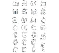 TTPSRY Orecchini Donna Ear Cuff Senza Piercing Clip Orecchio Regolabili Argento Eleganti Orecchini a Cerchio Gioielli Moda Set Multiplo Accessori Donna(Argento)