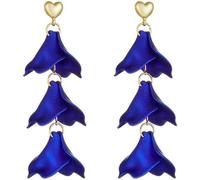 TTPSRY Orecchini Donna Pendenti a Fiore Gioielli Eleganti Bijoux Moda Accessori Matrimonio Regali Compleanno Anniversario(Blu)