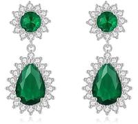 TTPSRY Orecchini Donna Pendenti Cristallo Goccia Eleganti Brillanti Orecchini a Fiore Gioielli Moda Accessori Matrimonio Cerimonia Regalo Compleanno Anniversario(verde)