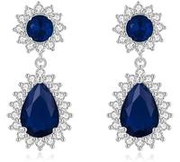 TTPSRY Orecchini Donna Pendenti Cristallo Goccia Eleganti Brillanti Orecchini a Fiore Gioielli Moda Accessori Matrimonio Cerimonia Regalo Compleanno Anniversario(Blu)