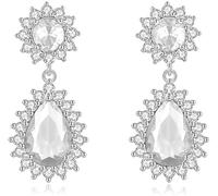 TTPSRY Orecchini Donna Pendenti Cristallo Goccia Eleganti Brillanti Orecchini a Fiore Gioielli Moda Accessori Matrimonio Cerimonia Regalo Compleanno Anniversario(Argento)