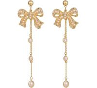 TTPSRY Orecchini Donna Pendenti Fiocco Perle Eleganti Gioielli Moda Accessori Bijoux Idea Regalo Matrimonio Cerimonia Compleanno Anniversario