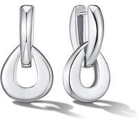 TTPSRY Orecchini Donna Pendenti Goccia Design Intrecciato a Cerchio Eleganti Bijoux Accessori Moda Gioielli Regalo Orecchini Placcati Oro Donna Pendenti Lunghi(Argento)