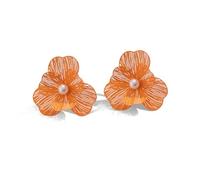 TTPSRY Orecchini Fiore Traforato Perla Centrale Eleganti Vintage Metallo Nero Gioielli Donna Stile Artistico Accessori Decorativi