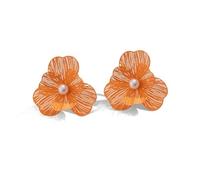 TTPSRY Orecchini Fiore Traforato Perla Centrale Eleganti Vintage Metallo Nero Gioielli Donna Stile Artistico Accessori Decorativi