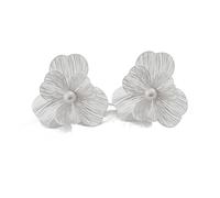 TTPSRY Orecchini Fiore Traforato Perla Centrale Eleganti Vintage Metallo Nero Gioielli Donna Stile Artistico Accessori Decorativi