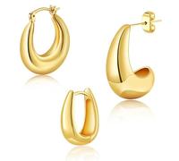 TTPSRY Orecchini Geometrici Ovali Cerchi Minimalisti Placcati Ottone Lucido Stile Classico Gioielli Donna