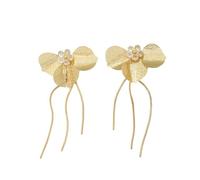 TTPSRY Orecchini Pendenti Fiore Fiocco Argento Lunghi Catena Eleganti Gioielli Donna Accessori Cerimonia Matrimonio Primavera Estate