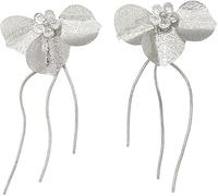 TTPSRY Orecchini Pendenti Fiore Fiocco Argento Lunghi Catena Eleganti Gioielli Donna Accessori Cerimonia Matrimonio Primavera Estate