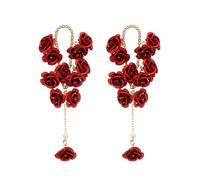TTPSRY Orecchini Pendenti Floreali Cascata Rosa Metallica Cristalli Brillanti Gioielli Eleganti Donna Accessori Romantici