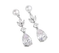 TTPSRY Orecchini Pendenti Goccia Cristallo Zirconia Cubica Perla Eleganti Lussuosi Brillanti Scintillanti Accessori Donna Matrimonio Cerimonia