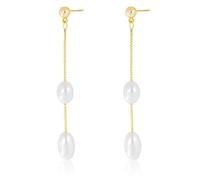TTPSRY Orecchini Pendenti Perla Catena Lunga Eleganti Gioielli Donna Perle Naturali Accessori Matrimonio Cerimonia (Oro 1)