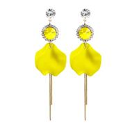 TTPSRY Orecchini Pendenti Petalo Rosa Cristallo Brillante Catena Nappa Argento S925 Eleganti Donna