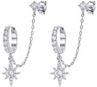 TTPSRY Orecchini Stella Pendenti Catena Cerchio Zirconia Cubica Placcato Oro Gioielli Donna Eleganti Brillanti Cerimonia