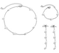 TTPSRY Parure Bijoux Femme Collier Bracelet Boucles d'Oreilles Perle Ensemble Bijouterie Chaîne Élégante Accessoires Mode Cadeau Anniversaire Mariage Fête Parures pour Femme