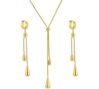 TTPSRY Parure di Gioielli per Donna Collana e Orecchini con Pendente a Goccia d Acqua Ipoallergenici Accessori Personalizzati alla Moda Adatti per Uso Quotidiano (Oro)