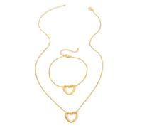 TTPSRY Parure Gioielli Cuore Collana Bracciale Acciaio Inossidabile Argento Catena Sottile Elegante Romantico Donna