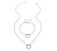 TTPSRY Parure Gioielli Cuore Collana Bracciale Acciaio Inossidabile Argento Catena Sottile Elegante Romantico Donna