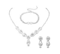 TTPSRY Parure Gioielli Donna Cristallo Brillante Collana Orecchini Bracciale Elegante Cerimonia Matrimonio Accessori Lusso