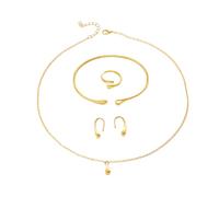 TTPSRY Parure Gioielli Set per Donna Set di Gioielli a Goccia Dalla Linea Ultra Fine Pendente Orecchini Bracciali e Anelli Set da Gioielli Set per Prom Ragazze Gioielli Regolabili