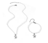 TTPSRY Parure Stella Marina Perle Collana Bracciale Gioielli Acciaio Inossidabile Ciondolo Marino Elegante Donna
