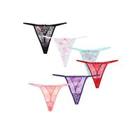 TTPSRY Perizoma per Donna Pacco da 6 G-String Perizoma Tulle Sexy T Back Vita Bassa Cotone Dimensione Grande Perizoma Mutandine Bikini Elasticizzato Traspirante Slip Lingerie Mutande Trasparente (L)