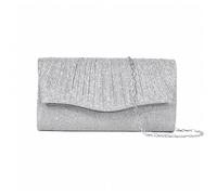 TTPSRY Pochette Donna Cerimonia Clutches Moda Borsa Sera Glitterata con Catena Staccabile Borsa Tracolla Elegante per Ballo di Fine Anno Feste Matrimoni(Argento)